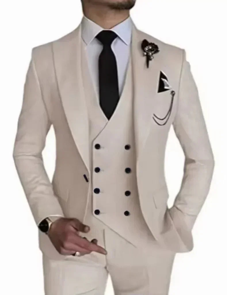 Men's peak lapel business 3piece blazer