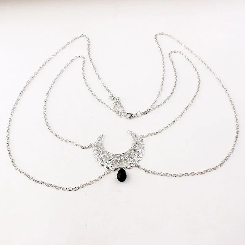 Gothic Hollow Moon Head Chain