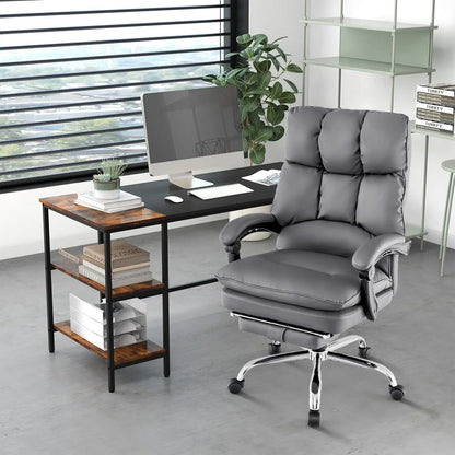 Ergonomic padded reclining chair with retractable footrest