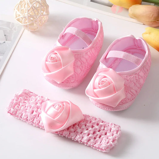 Newborn baby girl's bowknot lace shoes