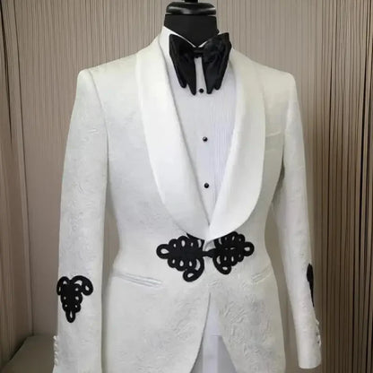 Floral men's suit jacket with mandarin buttons