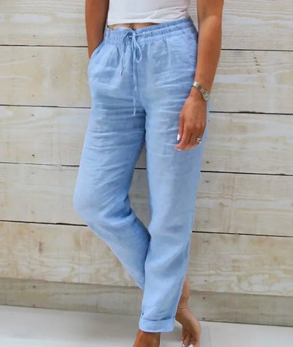 Women's high waist elastic casual trousers