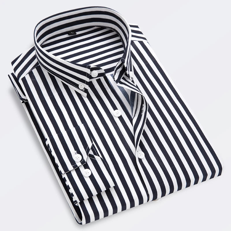 Men's Striped Casual Long Sleeve Slim Fit Shirt