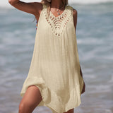 Hollow Out Crochet Splicing Beach Dress