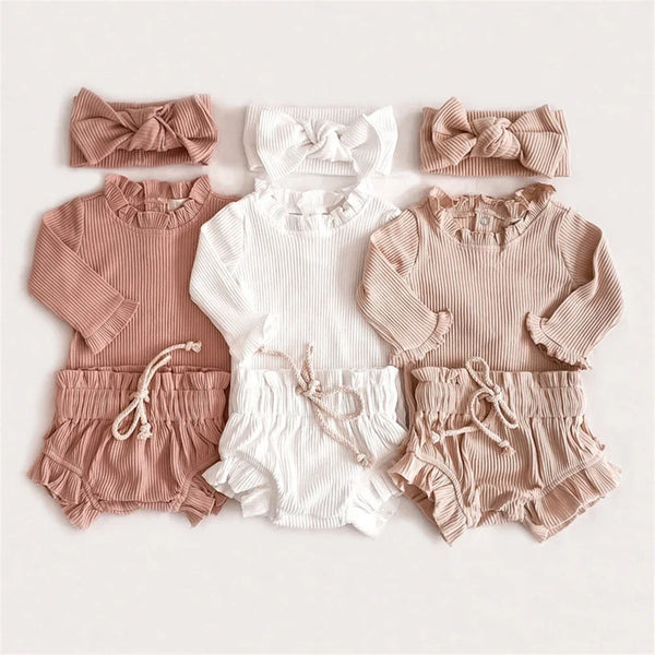 Cotton Ruffle Newborn Girl Clothes Set