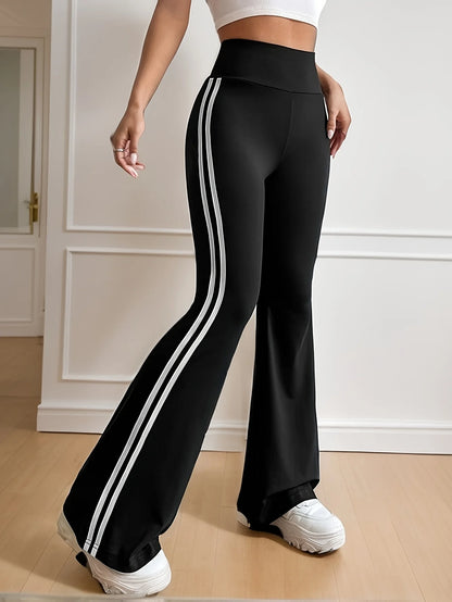 Side striped flare leg pants