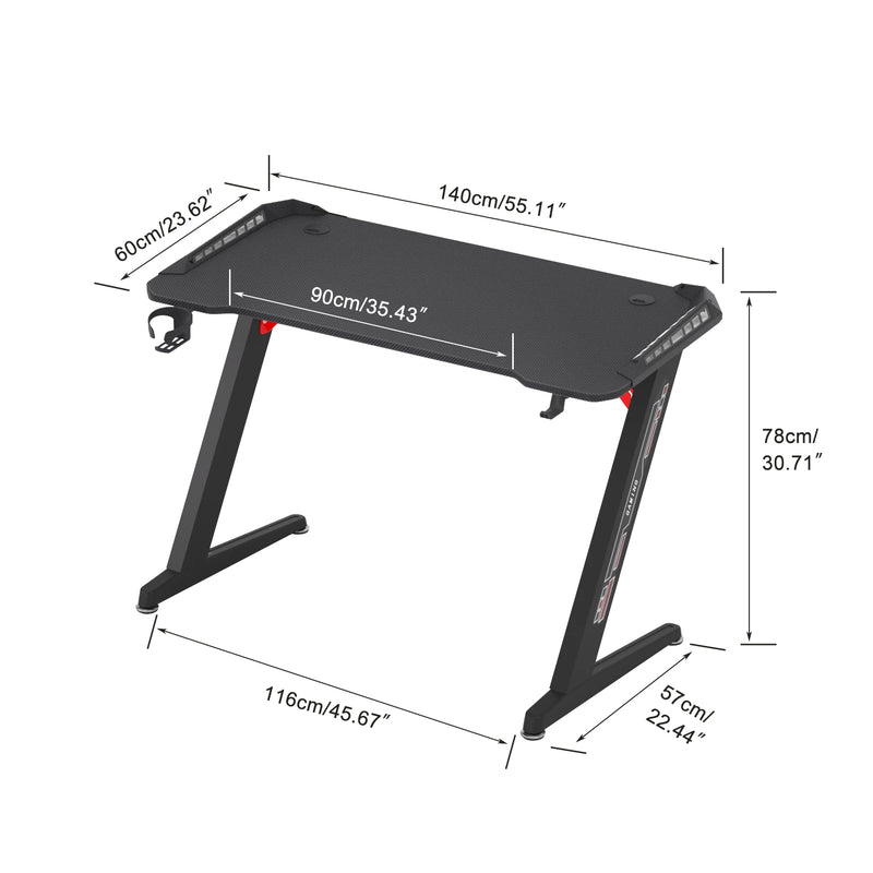 Extra Large Dynamic RGB LED Lights Gaming Desk
