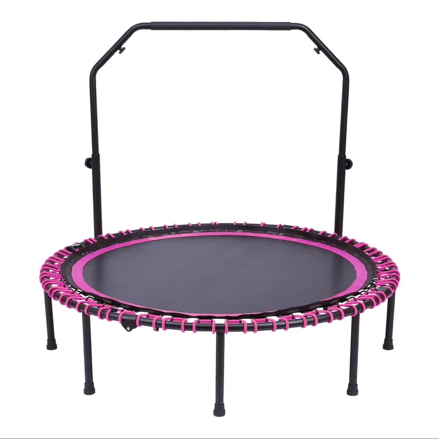 Foldable round trampoline with adjustable u-handle bar