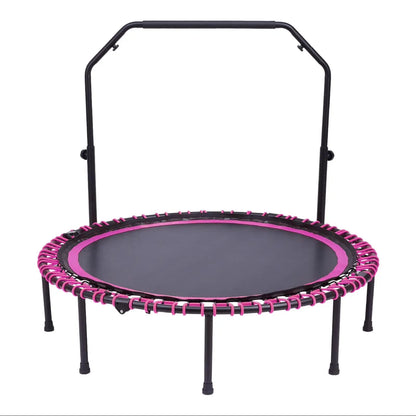 Foldable round trampoline with adjustable u-handle bar