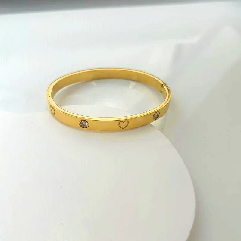 Stainless Steel Heart Zircon Bracelet