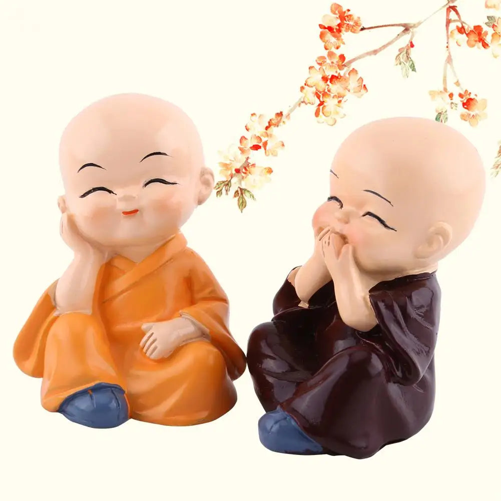 4 mini buddha monks resin figurines
