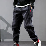 Loose Denim Drawstring Waist Harem Pants