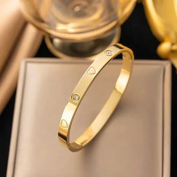 Stainless Steel Heart Zircon Bracelet
