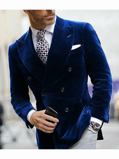 Men's velvet double breasted blazer
