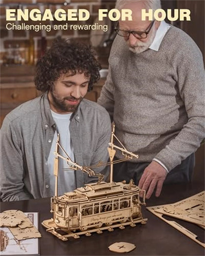 3d wooden puzzle gear drive tram