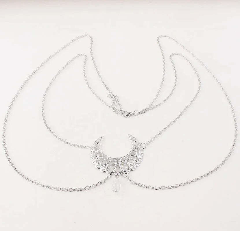 Gothic Hollow Moon Head Chain