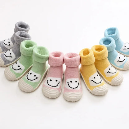 Rubber sole cartoon toddler socks shoes