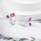 925 Sterling Silver Sparkling Tulip Earrings