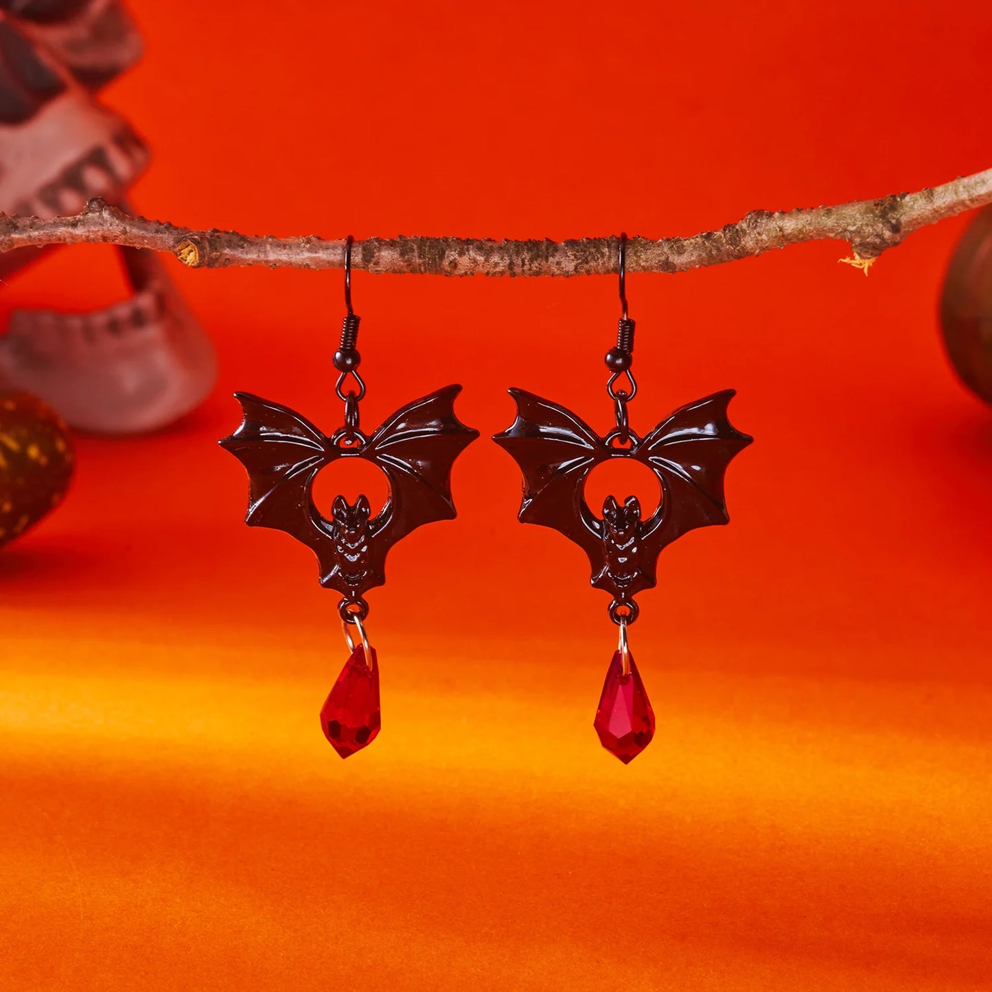 Gothic Vampire Bat Halloween Pendant Earring