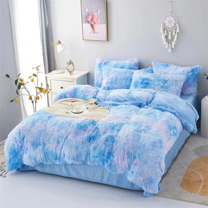 Warm and cozy plush three-piece bedding set