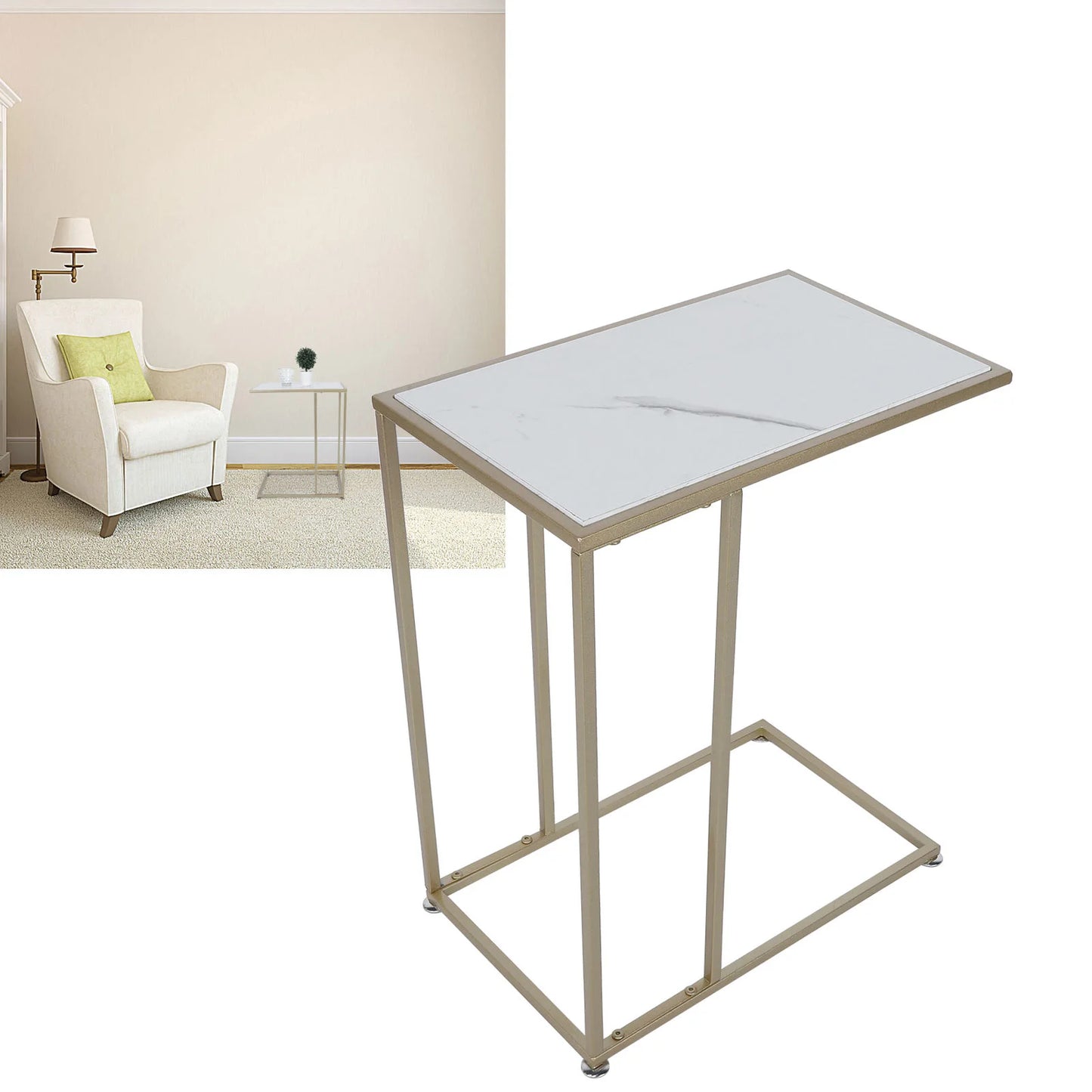 Modern open type side end c shape coffee table