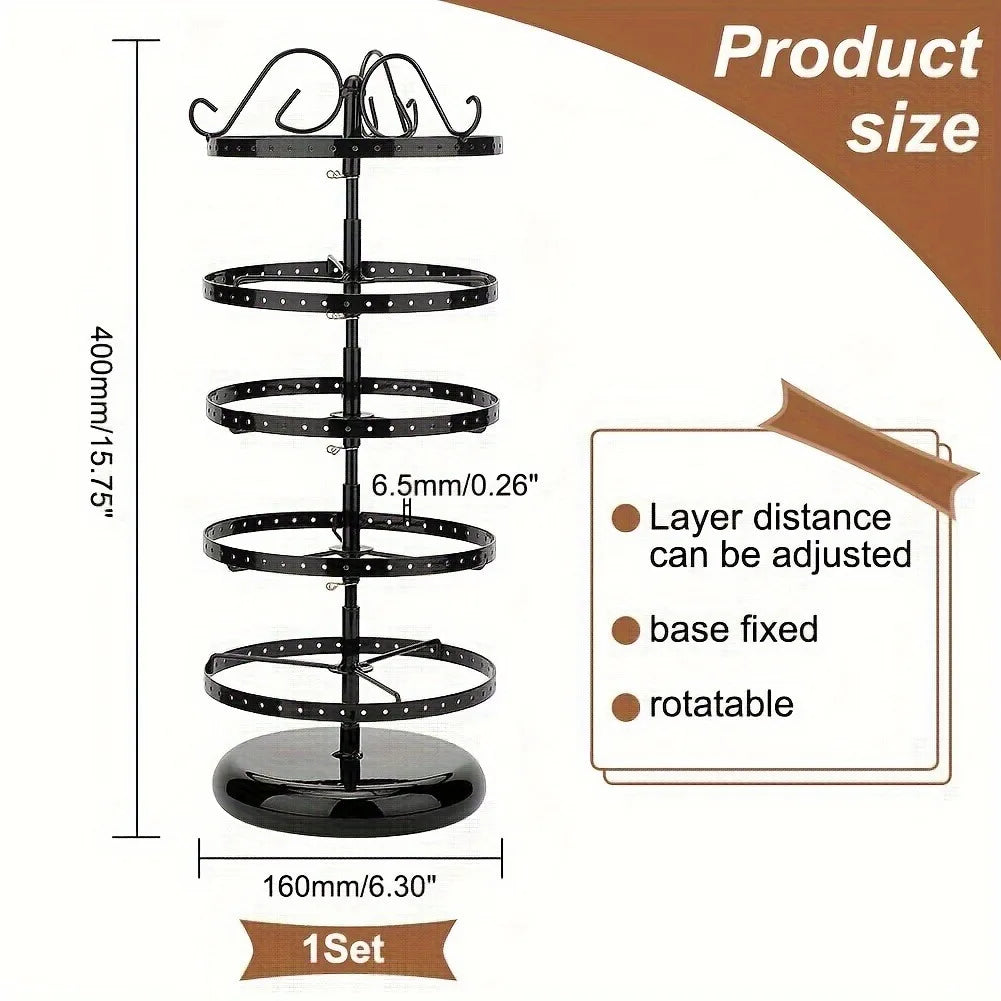5-tier rotating metal jewelry stand