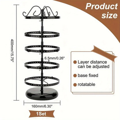 5-tier rotating metal jewelry stand