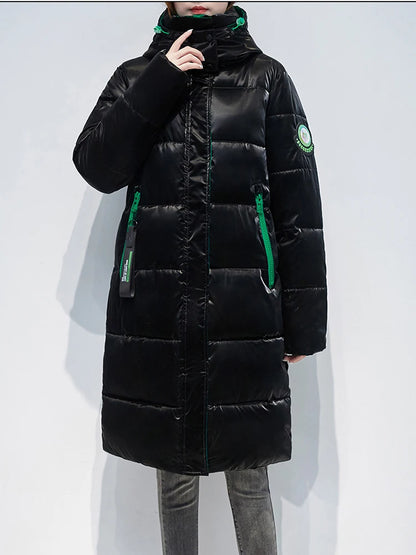 Women's long puffer loose waterproof coat