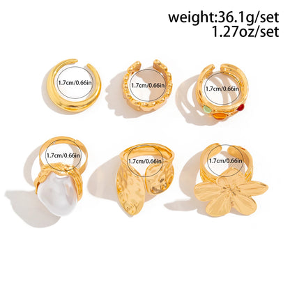 Exaggerated Metal Flower Open Rings