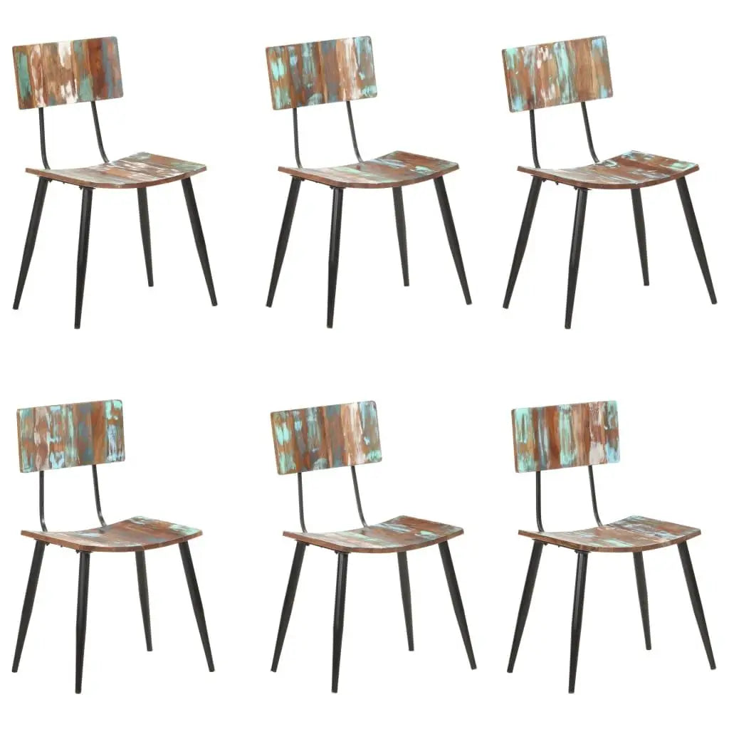 Solid reclaimed wood dining chairs set