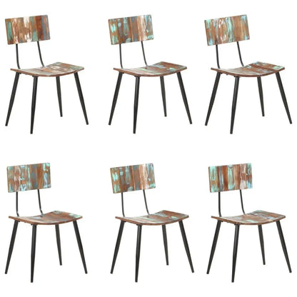 Solid reclaimed wood dining chairs set