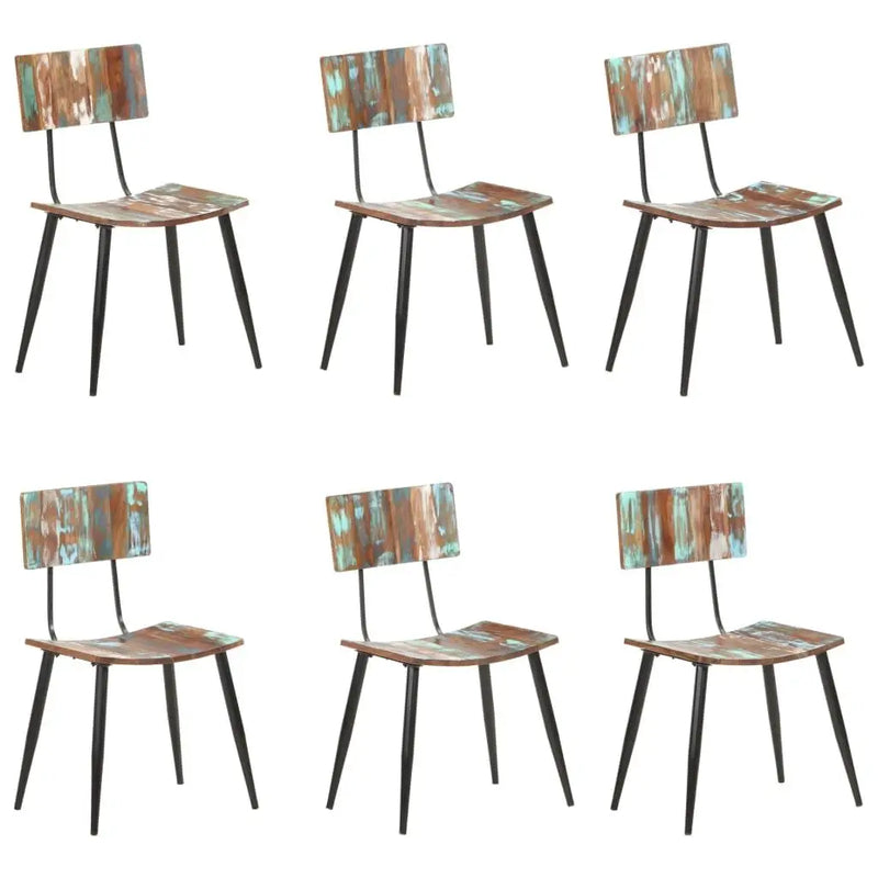 Solid reclaimed wood dining chairs set