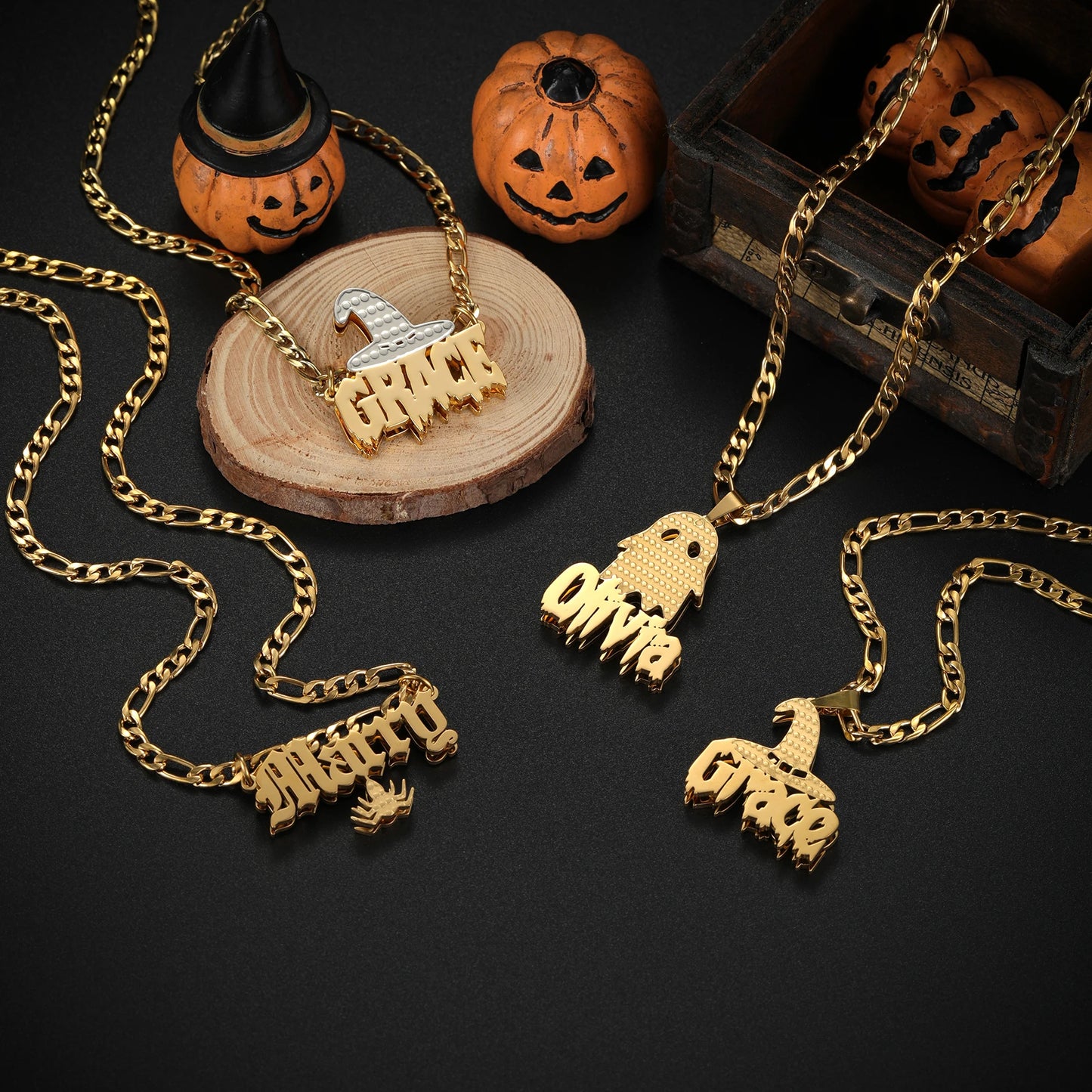 Halloween Double Layer Nameplate Necklace