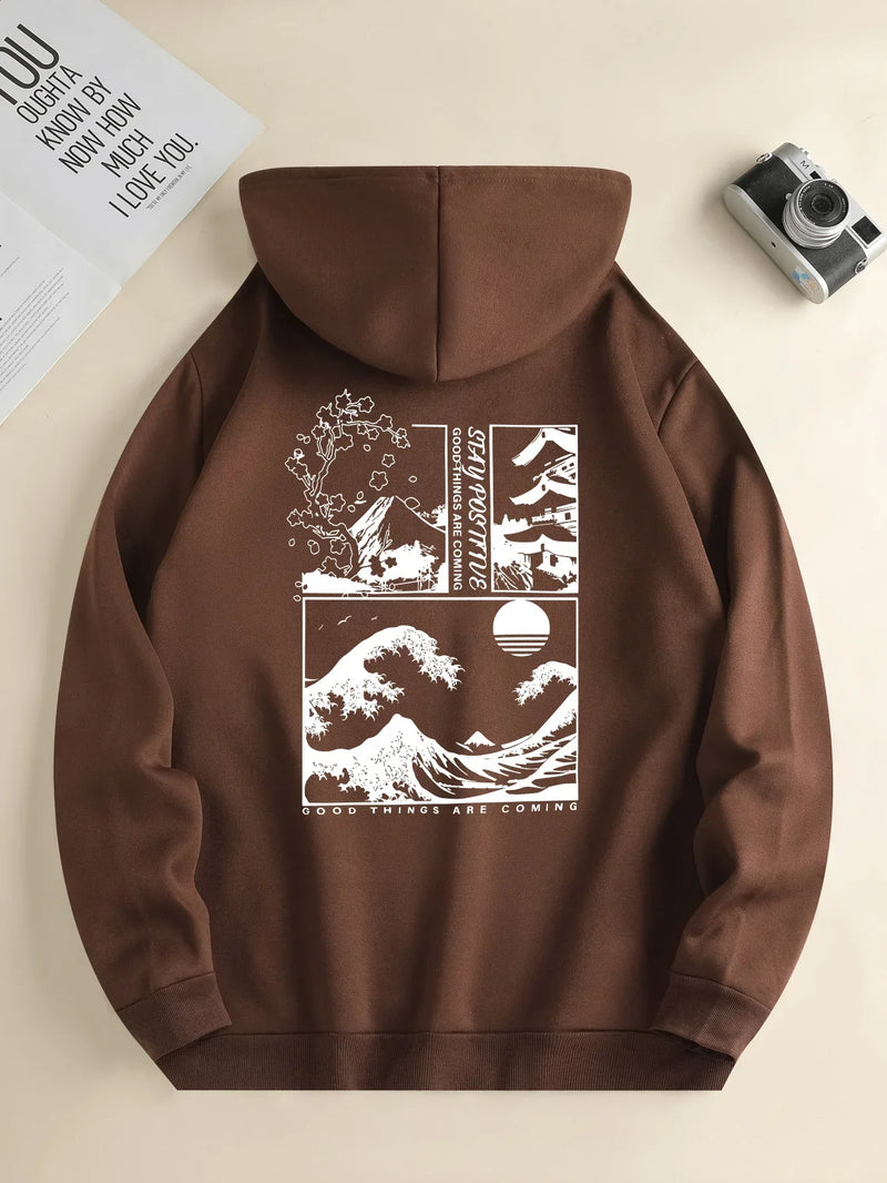 Men's Landscape Print Long Sleeve Hoody
