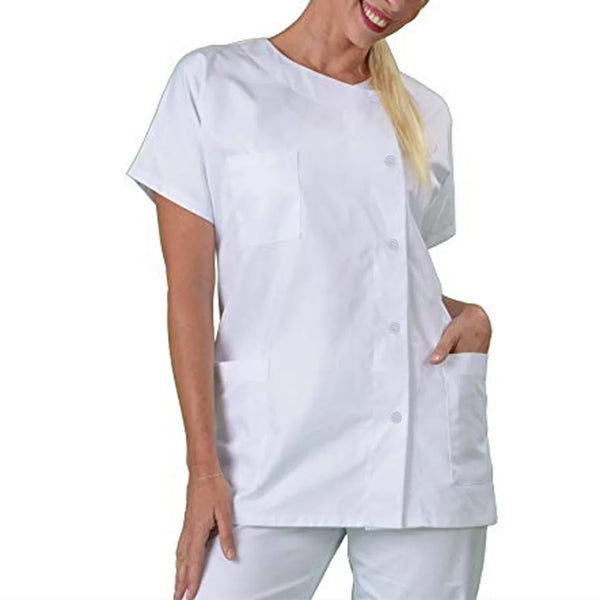 Women's White Medical Uniform Scrubs Set
