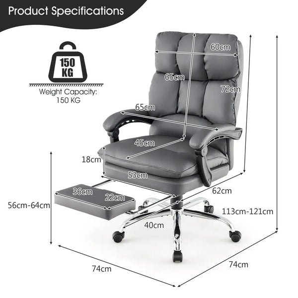 Ergonomic Padded Reclining Chair With Retractable Footrest