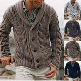 Fashion Lapel Men's Winter Knitted Sweater