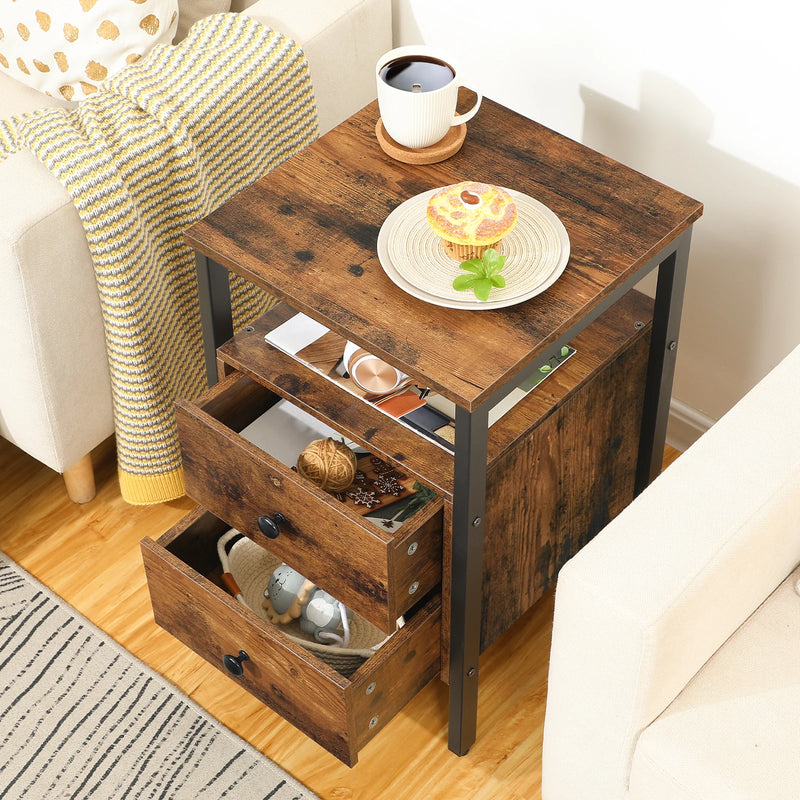 Nightstand Bedside Table with 2 Drawers