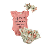 Leopard Print Short Sleeve Romper 3pcs Outfit Set