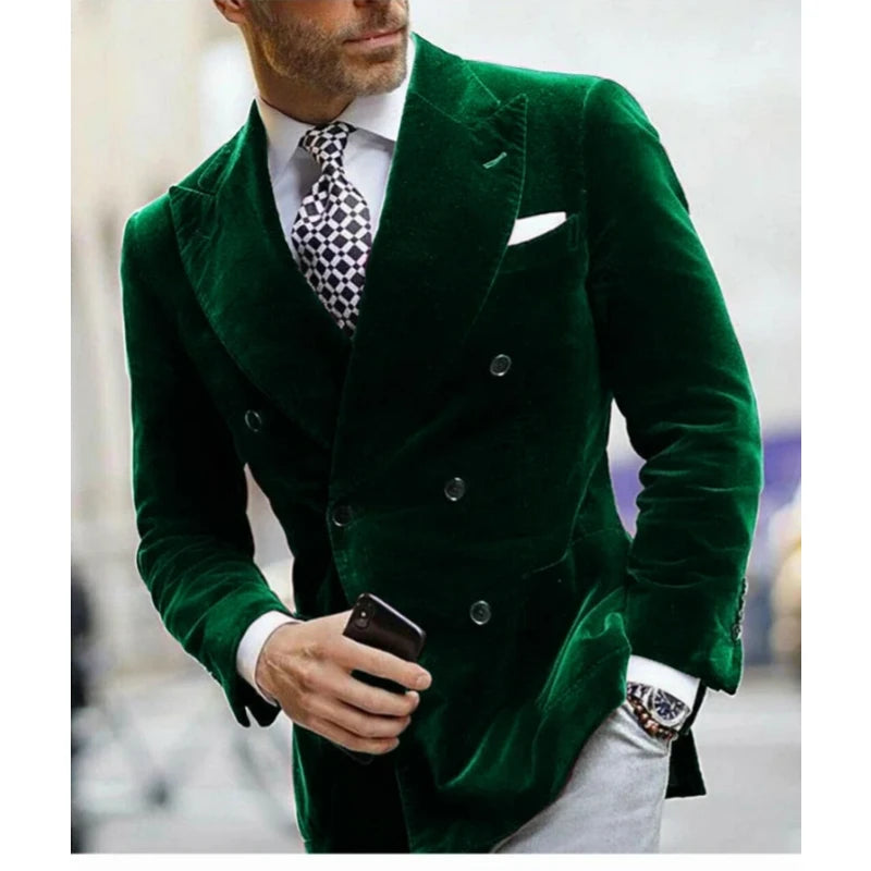 Men's velvet double breasted blazer
