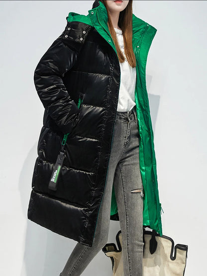 Women's long puffer loose waterproof coat