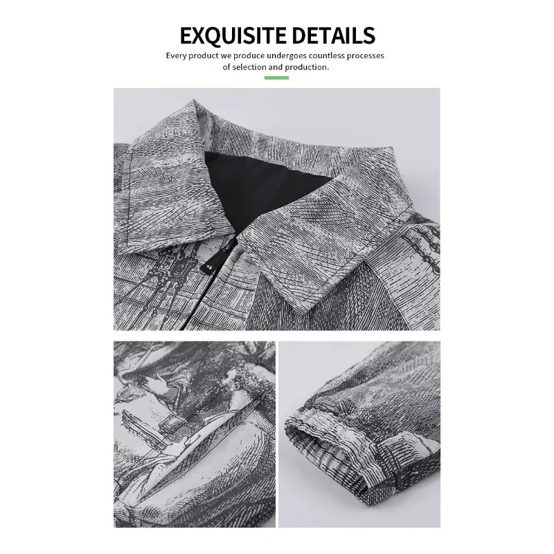 Male paint printing silk vintage jacket
