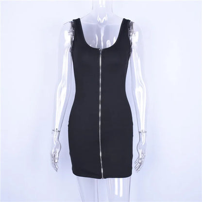 Summer sexy zipper halter dress