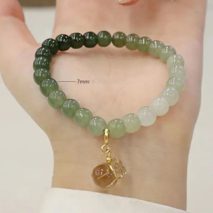 Gradient Jade Barrel Bead Bracelet