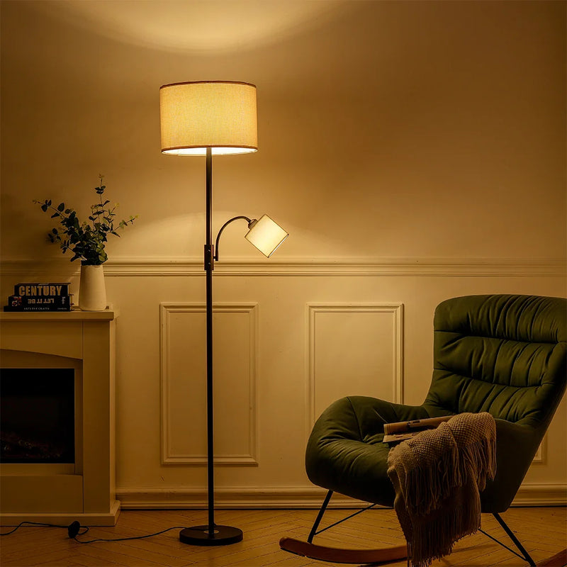 Floor Standing Lamp with Adjustable Head Light