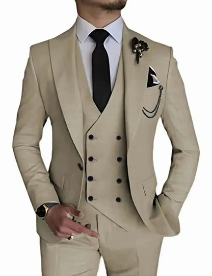 Men's peak lapel business 3piece blazer