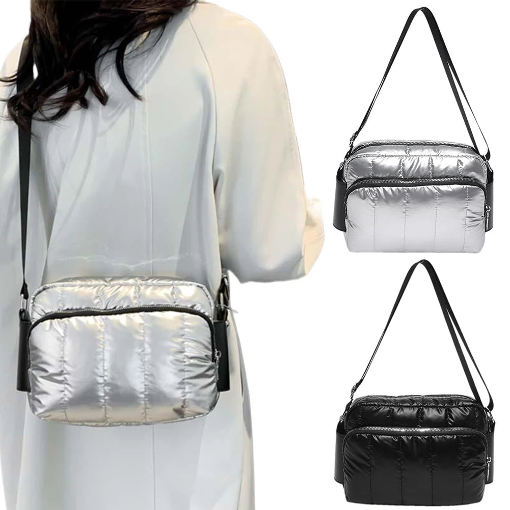 Quilted cotton adjustable strap handbag