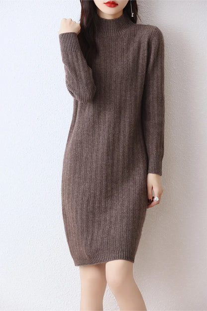 Autumn women's round neck thick dress