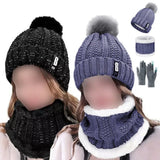Thick Knit Hat Scarf and Touchscreen Gloves Set