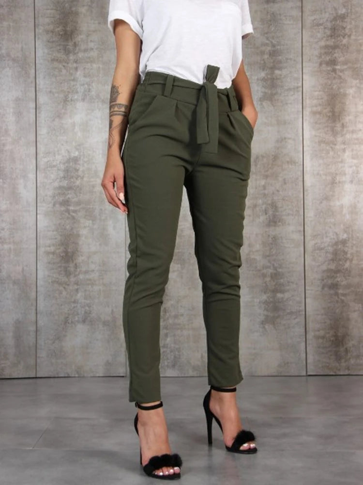 Casual slim chiffon high waist pants